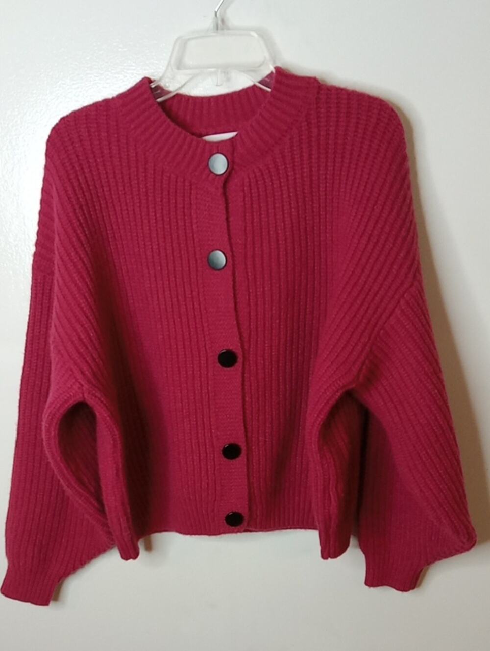 Maison Martin Margiela Boxy Ribbed Cardigan - Raspberry Size Medium